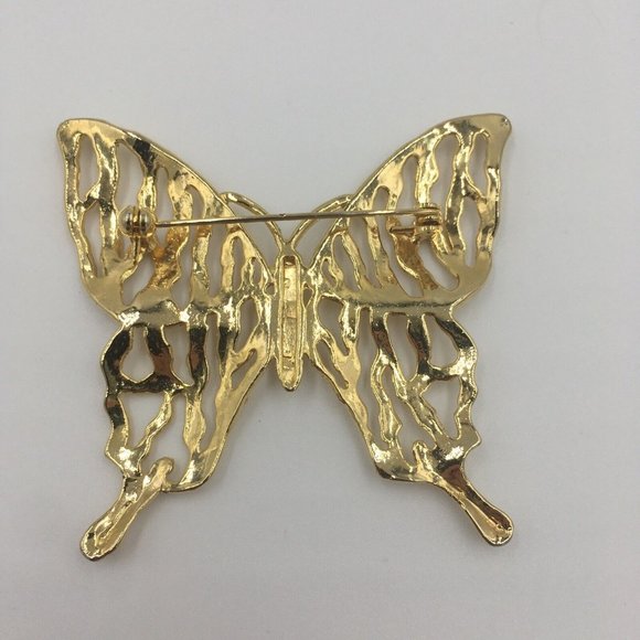 FILIGREE Gold Tone BUTTERFLY BROOCH, EUC, 2.5” - Picture 2 of 5